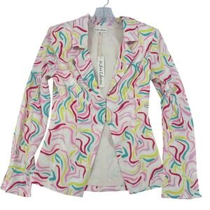 For Love & Lemons Abstract Print Blazer Pink M NWT